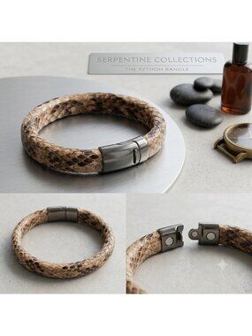Bangle Bracelet Textured Snake Skin Pattern Magnetic Clasp